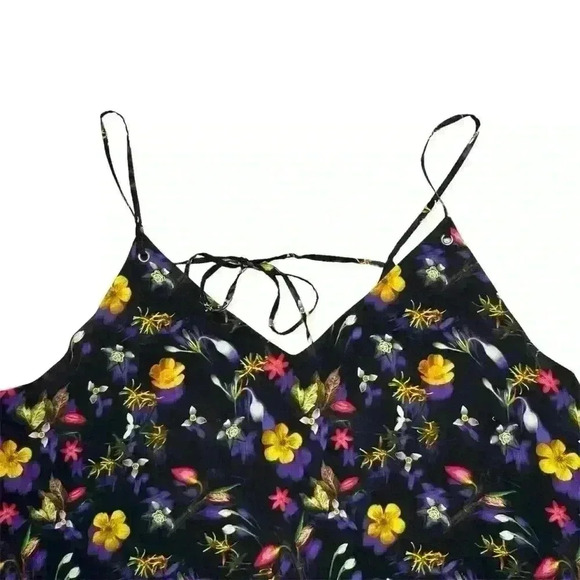 Topshop Midnight Floral Black Multicolor Shift Slip Mini Dress US Size 10​ - Picture 4 of 10